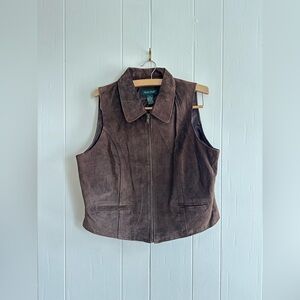 NWT Vintage Suede Leather Chocolate Brown Vest - 14